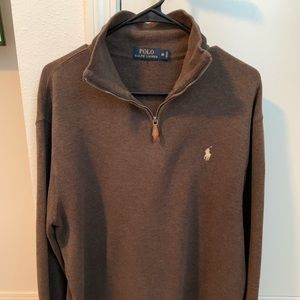 Brown, Ralph Lauren 1/4 Zip Sweater, Medium